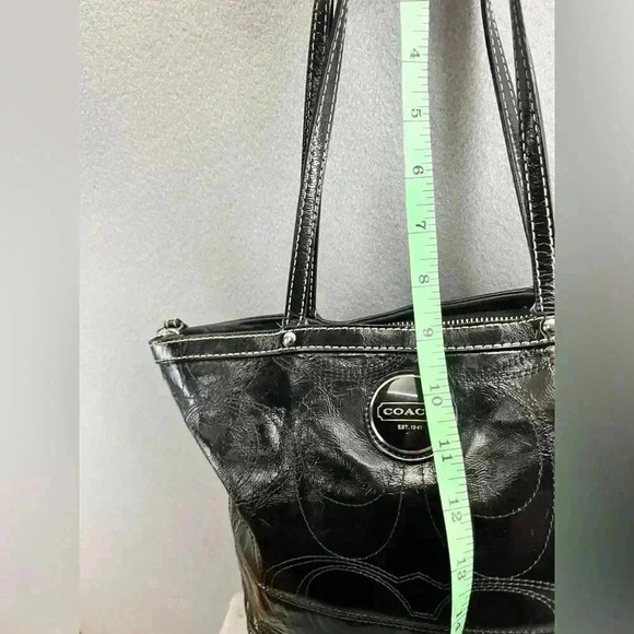 Coach East West Gallery Embossed Patent Leather Tote Black - Picture 15 of 15